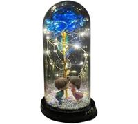 VFdthR Rose Eternelle Rose en Verre, Cadeau de Saint-Valentin Forever, Fleur éternelle enchantée Feuille d'or 24 carats avec Guirlande Lumineuse dans Un dôme for Le désherbage(024)
