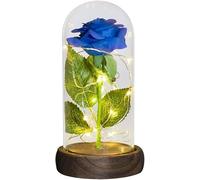 VFdthR Rose Eternelle Rose en Verre, éternelle, Cadeaux for Elle, dans Un dôme, Fleur Artificielle for Toujours, lumière légère for la fête des mères for Les Femmes(Blue Flower)