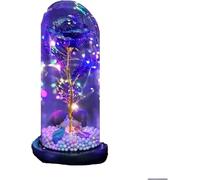 VFdthR Rose Eternelle Rose en Verre, éternelle, Coffret Cadeau créatif for la Saint-Valentin, Fleur Artificielle, Couverture, Amour éternel doré(Purple)
