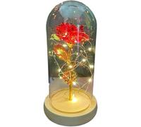 VFdthR Rose Eternelle Rose en Verre, Fleur éternelle Feuille d'or 24 carats dans Une Couverture, Cadeau éternel de la Saint-Valentin for Petite Amie, fête Mariage, Demoiselle d'honneur(Red 2)