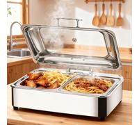 VFDZ Chafing Dish Electrique, 9L Chafing Dish Buffet Electrique, Acier Inoxydable Chauffe Plat Electrique Buffet, Professionnels Marmite Chauffante Buffet avec Contrôle de la Température 35-80℃ (1/2)