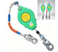 VFDZ Dispositif Anti Chute Rétractable, Stop Chute Automatique à Rappel Automatique 10m/15m/20m, Harnais de Sécurité Travail en Hauteur pour Chantier et Toiture, 150kg Charge Maximale(Vert,10m)