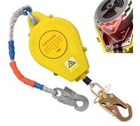 VFDZ Dispositif Antichute a Rappel Automatique 10m, 150 kg Harnais de Securite Anti Chute Toiture, Stop Chute Toiture à Rappel Automatique Rétractable pour Travaux en Hauteur(Jaune,10m)