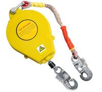 VFDZ Dispositif Antichute a Rappel Automatique, 150 kg Harnais de Securite Anti Chute Toiture Rétractable, 3-20m Harnais Anti Chute Automatique Toiture et Travaux Aériens(Jaune,5 Mètres)