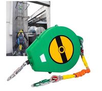 VFDZ Dispositif Antichute a Rappel Automatique, 150 KG Harnais de Securite Anti Chute Toiture Vert/Jaune, 3-20 Mètres Ligne de Vie Auto-Rétractable Travaux en Hauteur/Toiture(Vert,7 Mètres)