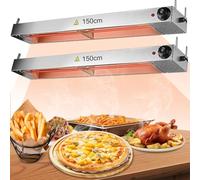 VFDZ Lampe Chauffante Cuisine Professionnelle, Acier Inoxydable Lampe Chauffante Restaurant, Chauffe-Plat Assiette pour Buffet, Température Réglable 30-85 ℃ (2pièces, 150cm)