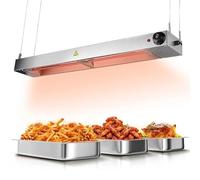 VFDZ Lampe Chauffante Cuisine Professionnelle, Acier Inoxydable Rampe Chauffe Plat, Lampe Chauffante Restaurant avec Bouton de Réglage de la Température pour Cafétéria, Cuisine, Hôtel(1,60cm)