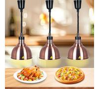 VFDZ Lampe Chauffante Cuisine Professionnelle, Commercial Lampe Chauffante Alimentaire, Lampe Chauffe Plat Cuisine avec Ampoule 250W pour Restaurant, Buffet, Hôtels (Bronze rouge-25cm, 3pièces)