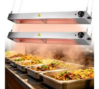 VFDZ Lampe Chauffante Cuisine, Suspendue Lampe Chauffante Restaurant, INOX Lampe Chauffe Plat Infrarouge, Bouton Rotatif 360° Réglable, Rectangle，2：120cm