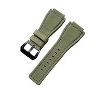 VFEBTSD Bracelet camouflage en cuir et toile vert armée 34 mm x 24 mm compatible avec Bell & Ross Wach Band BR01 BR03 pour homme, 24mm