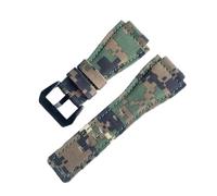 VFEBTSD Bracelet camouflage en cuir et toile vert armée 34 mm x 24 mm compatible avec Bell & Ross Wach Band BR01 BR03 pour homme, 24mm