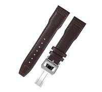 VFEBTSD Bracelet de montre 20 mm 21 mm compatible avec IWC Spitfire Pilot Little Prince Mark 18 Bracelet de montre en cuir véritable Bracelet universel mâle marron noir(Brown-silver B,20mm)