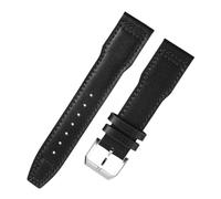 VFEBTSD Bracelet de montre 20 mm 21 mm compatible avec IWC Spitfire Pilot Little Prince Mark 18 Bracelet de montre en cuir véritable Bracelet universel mâle marron noir(Black-silver A,21mm)