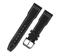 VFEBTSD Bracelet de montre 20 mm 21 mm compatible avec IWC Spitfire Pilot Little Prince Mark 18 Bracelet de montre en cuir véritable Bracelet universel mâle marron noir(Black white-black A,21mm)