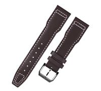 VFEBTSD Bracelet de montre 20 mm 21 mm compatible avec IWC Spitfire Pilot Little Prince Mark 18 Bracelet de montre en cuir véritable Bracelet universel mâle marron noir(Brown white-black A,21mm)
