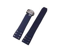VFEBTSD Bracelet de montre en caoutchouc compatible avec Cartier Santos, bracelet en silicone, 21 mm, noir et bleu(Blue-silver)