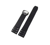 VFEBTSD Bracelet de montre en caoutchouc compatible avec Cartier Santos, bracelet en silicone, 21 mm, noir et bleu(Black-silver)