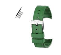 VFEBTSD Bracelet de montre en caoutchouc fluoré compatible avec Omega Hippocampus 300 Super Butterfly Fly for Rolex Longines Comcas 21 mm for homme(Green silver)