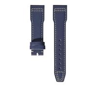 VFEBTSD Bracelet de montre en cuir vache souple compatible avec la IWC Pilot's Mark à boucle déployante for homme et femme(Royal blue white,21mm)