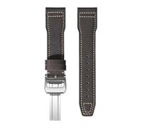 VFEBTSD Bracelet de montre en cuir vache souple compatible avec la IWC Pilot's Mark à boucle déployante for homme et femme(Dark brown white fol,20mm)