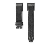VFEBTSD Bracelet de montre en cuir vache souple compatible avec la IWC Pilot's Mark à boucle déployante for homme et femme(Black white,21mm)