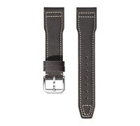 VFEBTSD Bracelet de montre en cuir vache souple compatible avec la IWC Pilot's Mark à boucle déployante for homme et femme(Dark brown white Pin,20mm)