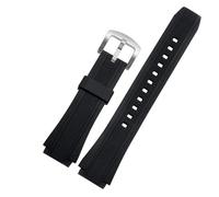 VFEBTSD Bracelet de montre en résine noire for homme, compatible avec CASIO Edifice 5119 EF-552 EF-552D, 25 x 20 mm, bracelet caoutchouc étanche à ouverture convexe, silicone(Black Silver)