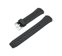 VFEBTSD Bracelet de montre en résine TPU compatible avec Casio EDIFICE série 5119 EF-552, bracelet de montre sport en silicone résistant à la transpiration, 19 mm, for homme(Black-Silver Buckle)