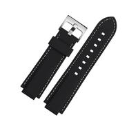 VFEBTSD Bracelet de montre en silicone compatible avec le bracelet de montre Oris Aquis Bracelet de sport étanche en caoutchouc noir convexe 22x12mm 24x11mm 24x12mm(White line-silver,24mm-12mm)