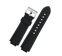 VFEBTSD Bracelet de montre en silicone compatible avec le bracelet de montre Oris Aquis Bracelet de sport étanche en caoutchouc noir convexe 22x12mm 24x11mm 24x12mm(Blue line-silver,24mm-12mm)