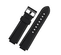 VFEBTSD Bracelet de montre en silicone compatible avec le bracelet de montre Oris Aquis Bracelet de sport étanche en caoutchouc noir convexe 22x12mm 24x11mm 24x12mm(White line-black,22mm-12mm)