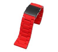 VFEBTSD Bracelet de montre en silicone et acier inoxydable, compatible avec les montres Diesel DZ7396, DZ7370, DZ4289, DZ7070, DZ7395, bracelet en caoutchouc for homme, 28 mm(Red)