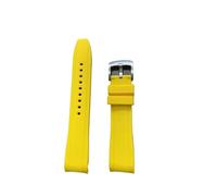 VFEBTSD Bracelet de montre en silicone souple compatible avec Omega, Swatch, MoonSwatch, bracelet sport caoutchouc à extrémité incurvée for hommes et femmes, 22-20mm(Yellow,20MM)