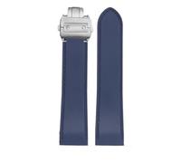 VFEBTSD Bracelet de montre étanche en silicone compatible avec les bracelets caoutchouc Cartier Santos 100, 23 mm et 25, boucle déployante acier inoxydable, noir bleu(Blue-silver,25mm)