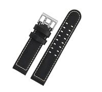 VFEBTSD Bracelet de montre Hamilton Khaki Aviation 20 mm/22 mm, compatible avec les modèles H77616533 et H70615733, en cuir kaki marron foncé, accessoires for hommes(Black white-silver,20mm)