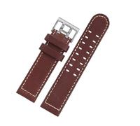 VFEBTSD Bracelet de montre Hamilton Khaki Aviation 20 mm/22 mm, compatible avec les modèles H77616533 et H70615733, en cuir kaki marron foncé, accessoires for hommes(Brown-silver,20mm)