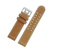 VFEBTSD Bracelet de montre Hamilton Khaki Aviation 20 mm/22 mm, compatible avec les modèles H77616533 et H70615733, en cuir kaki marron foncé, accessoires for hommes(Khaki-silver,22mm)