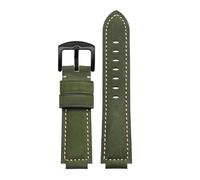 VFEBTSD Bracelet de montre vintage en cuir de vache Crazy Horse compatible avec la série MAURICE LACROIX AIKON AI6008 AI6038 ai6058 Bracelet convexe givré(Army green-black)