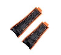 VFEBTSD Bracelet en caoutchouc souple bicolore en crocodile compatible avec Rolex Submariner Daytona SUP GMT for homme, fermoir à bouton-poussoir à réglage fin(Black orange,20mm No buckle)