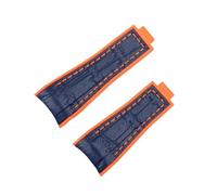 VFEBTSD Bracelet en caoutchouc souple bicolore en crocodile compatible avec Rolex Submariner Daytona SUP GMT for homme, fermoir à bouton-poussoir à réglage fin(Blue orange,20mm No buckle)