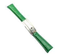 VFEBTSD Bracelets de montre compatibles avec Rolex SUBMARINER Yacht-Master DAYTONA GMT, bracelet en cuir grainé crocodile for homme, accessoires 20 mm(Green,20mm Silver buckle)