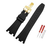 VFEBTSD Compatible avec les montres AP ABI Royal Oak Offshore 15400 | 26470 | 15703, étanches en silicone, chaîne for homme 28 mm(Black Gold)