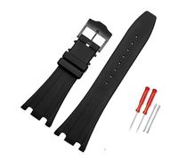 VFEBTSD Compatible avec les montres AP ABI Royal Oak Offshore 15400 | 26470 | 15703, étanches en silicone, chaîne for homme 28 mm(A-Black black)