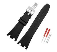 VFEBTSD Compatible avec les montres AP ABI Royal Oak Offshore 15400 | 26470 | 15703, étanches en silicone, chaîne for homme 28 mm(Black Silver)