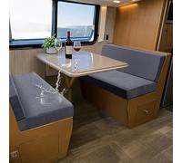 VFGFDJNDFX Lot De 2 Housse De Coussin ImperméAble pour Dinette De Camping-Car, Housses De SièGe De Canapé Extensible pour Caravane Banquette Et Dossier (Gris Foncé)
