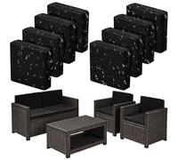 VFGFDJNDFX Lot De 8 Housse Coussin Exterieur Impermeable, Housse Assise Canapé D'ExtéRieur Balcon Terrasse avec Fermeture ÉClair, Housse De Coussin Salon De Jardin (Black,A(2pcs+4pcs+2pcs))