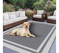 VFGFDJNDFX Tapis Exterieur Terrasse RéVersible ImperméAble, RéSistant Aux UV Rug en Plastique pour Jardin Balcon Camping Car Pique-Nique Plage IntéRieur (Rectangle Gris Et Blanc,360 * 270cm)