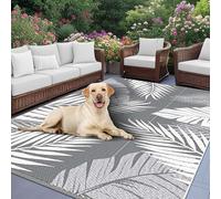VFGFDJNDFX Tapis Exterieur Terrasse RéVersible ImperméAble, RéSistant Aux UV Rug en Plastique pour Jardin Balcon Camping Car Pique-Nique Plage IntéRieur (Motif Floral Gris Et Blan,360 * 270cm)
