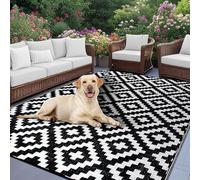 VFGFDJNDFX Tapis Exterieur Terrasse RéVersible ImperméAble, RéSistant Aux UV Rug en Plastique pour Jardin Balcon Camping Car Pique-Nique Plage IntéRieur (Croix Noir Et Blanc,360 * 270cm)