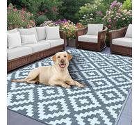 VFGFDJNDFX Tapis Exterieur Terrasse RéVersible ImperméAble, RéSistant Aux UV Rug en Plastique pour Jardin Balcon Camping Car Pique-Nique Plage IntéRieur (Croix Gris Foncé Blanc,270 * 180cm)